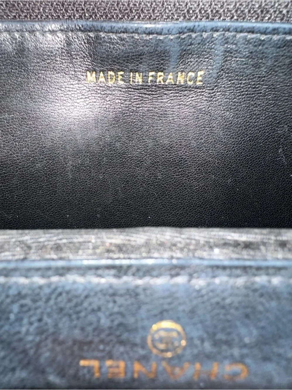 CHANEL Black Textured Caviar Leather Flap Clutch